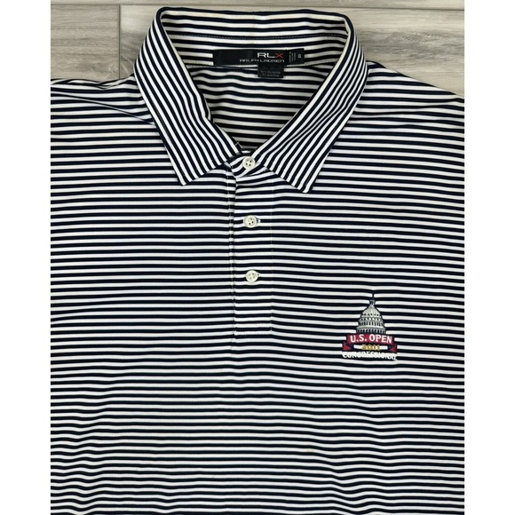 RLX Ralph Lauren Men’s XL Golf Polo Shirt US‎ Open 2011 Congressional Striped - Picture 1 of 5